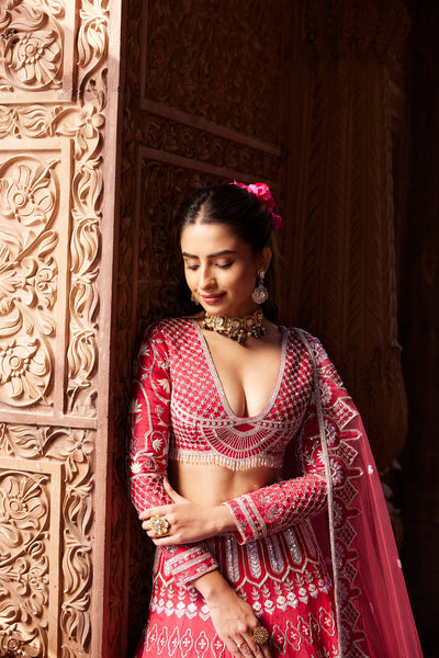 "Gajri" Hand Embroidered Lehenga Set