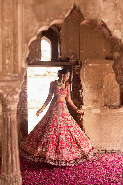 "Rahee" Multicolour Sequin & Zardosi Embroidered Bridal Lehenga Set